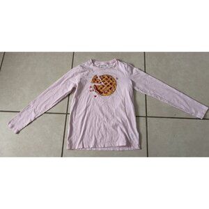 Crewcuts Cherry Pie Glitter Girls Shirt Large 10-11 Pink Long Sleeve
